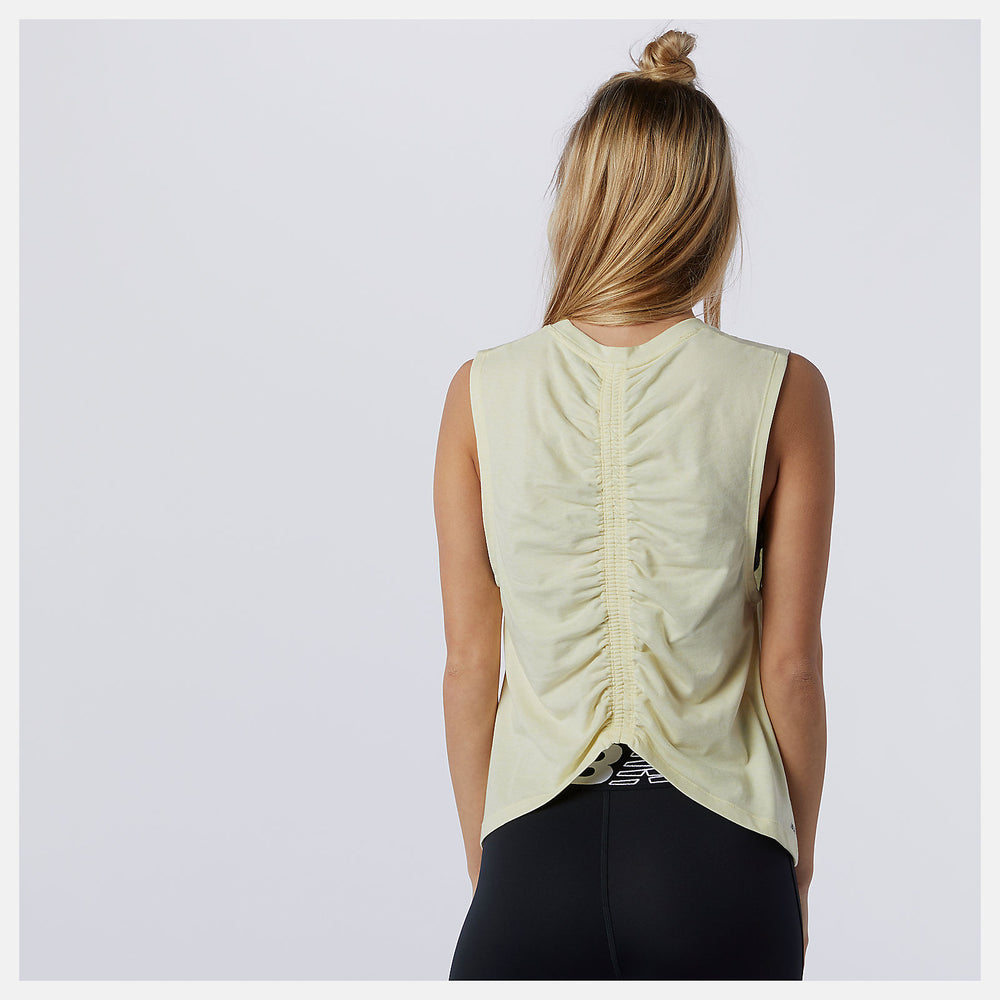 Lemon Haze Heather Relentless Cinched Back Graphic Tank / New Balance Women