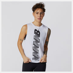 White Relentless Cinched Back Graphic Tank / New Balance Women