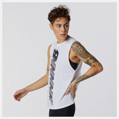 White Relentless Cinched Back Graphic Tank / New Balance Women