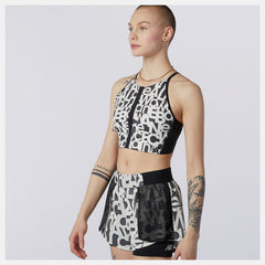 White Relentless Printed Crop Top / New Balance Women