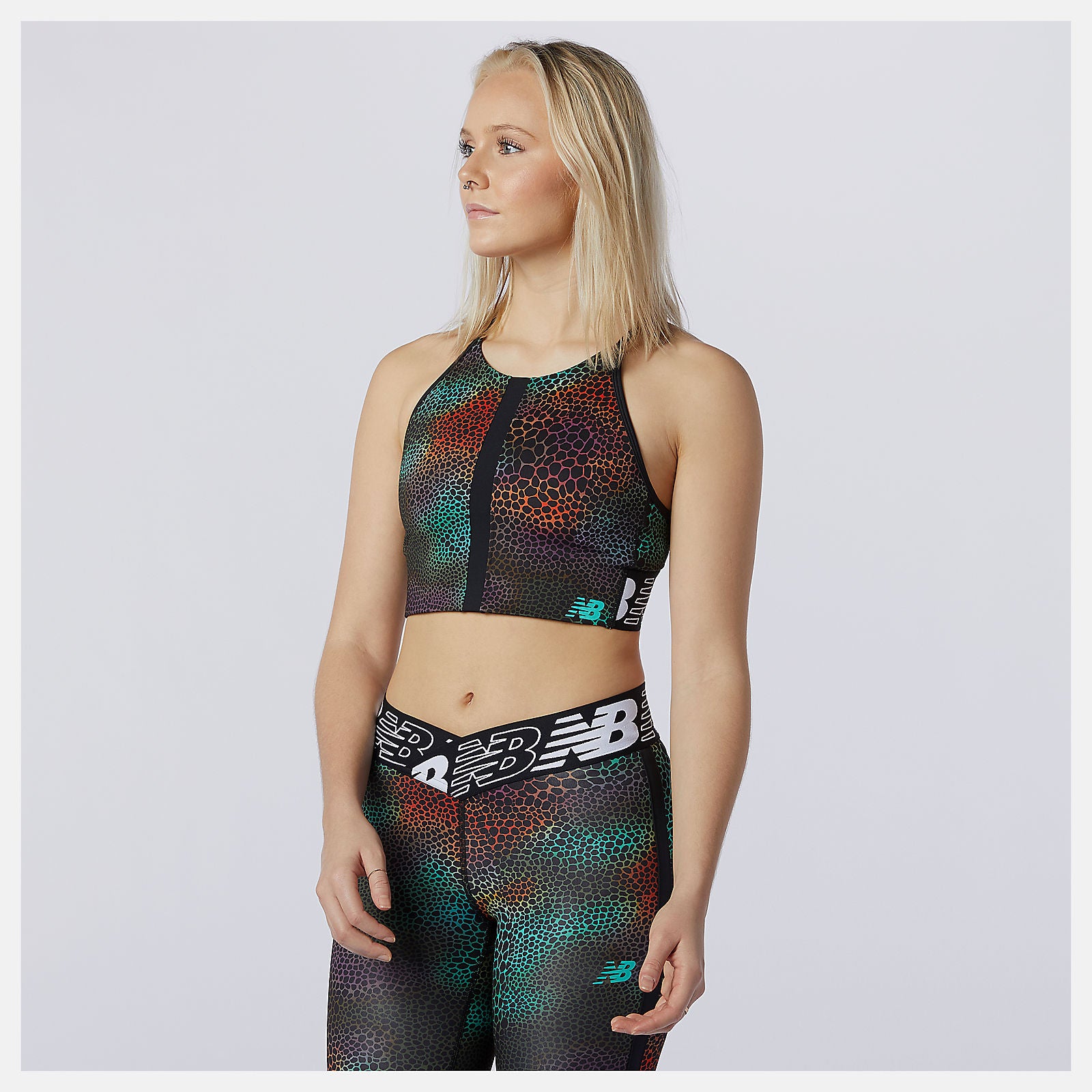 Black Print Relentless Printed Crop Top / New Balance Women
