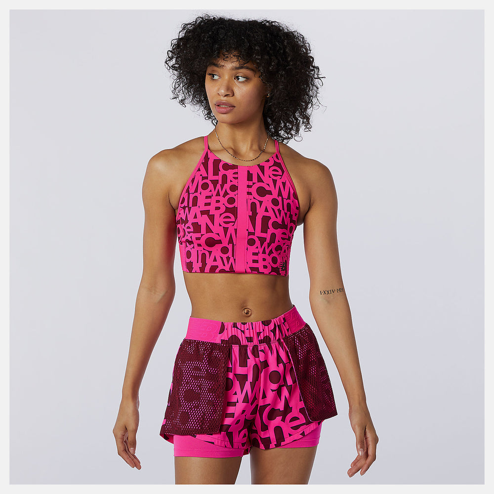 Pink Glo Relentless Printed Crop Top / New Balance Women