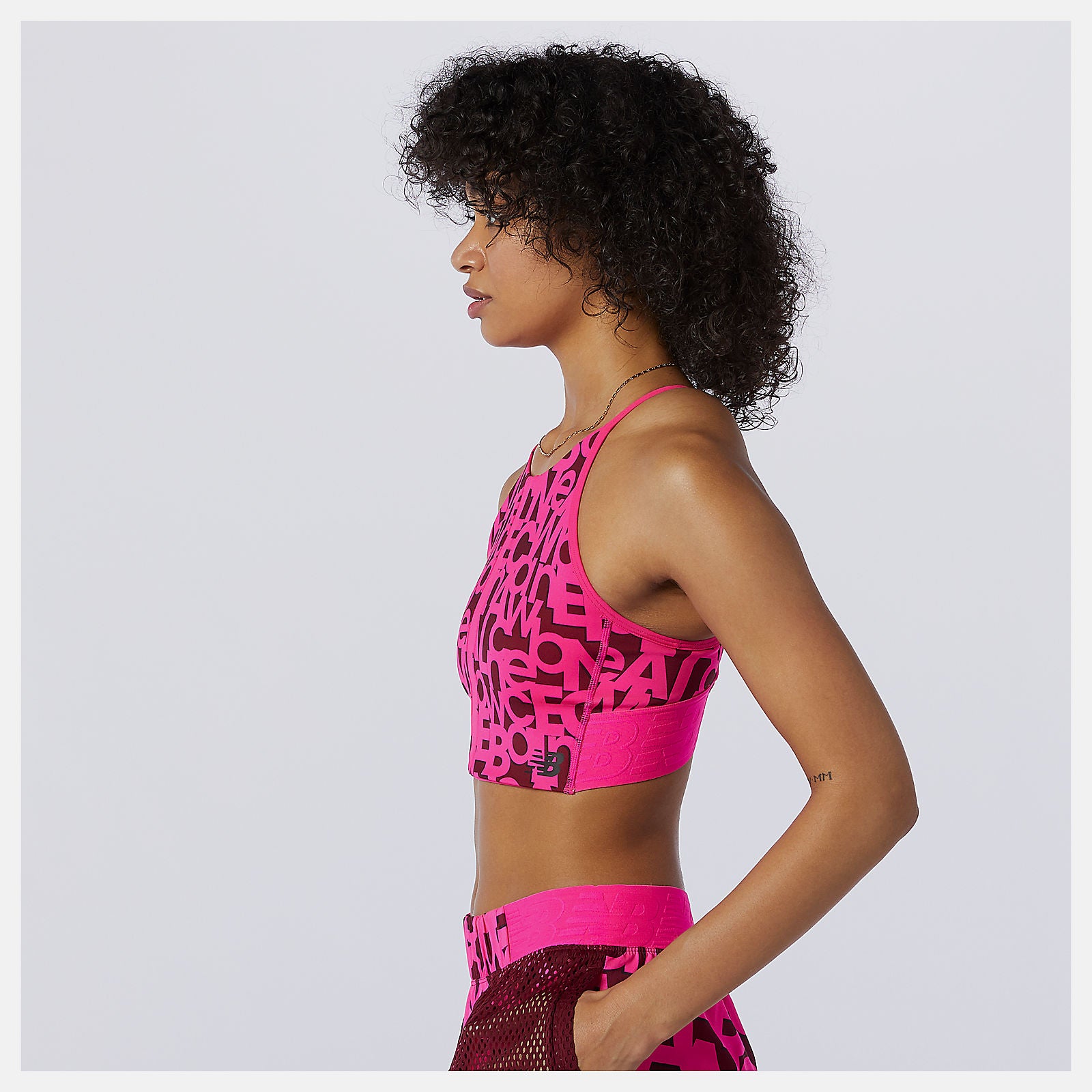 Pink Glo Relentless Printed Crop Top / New Balance Women