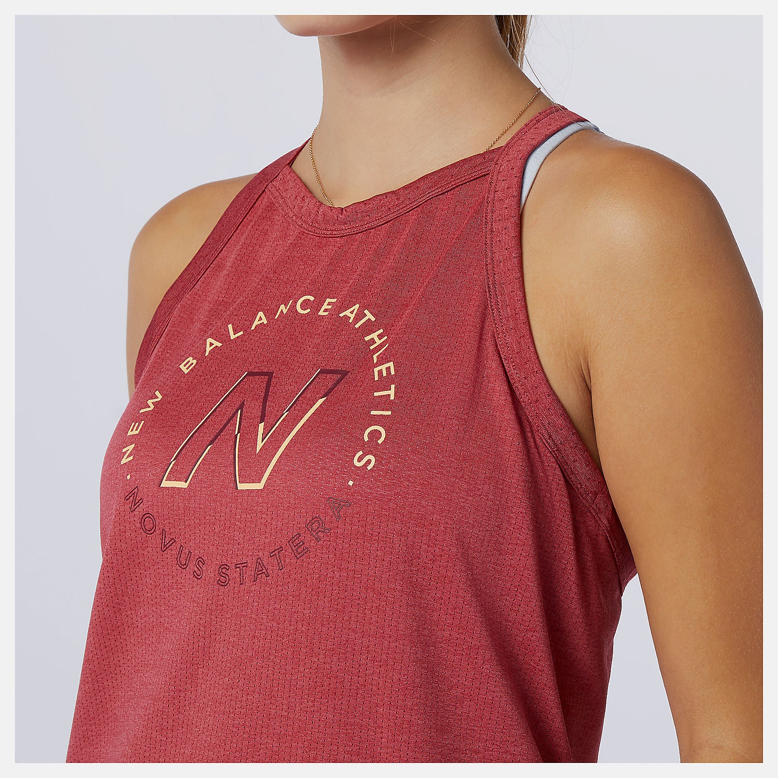Earth Red Printed Impact Run Hybrid Tank / New Balance Women