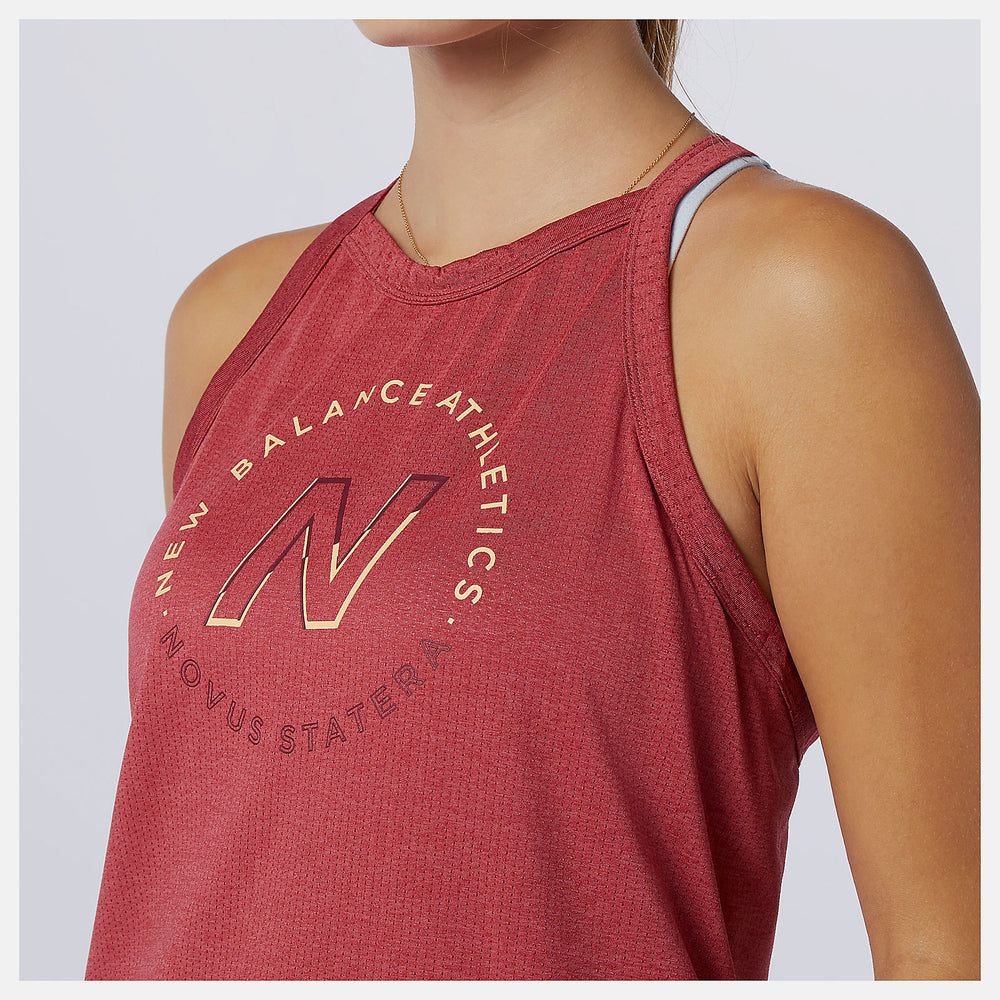 Earth Red Printed Impact Run Hybrid Tank / New Balance Women