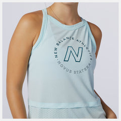Pale Blue Printed Impact Run Hybrid Tank / New Balance Women
