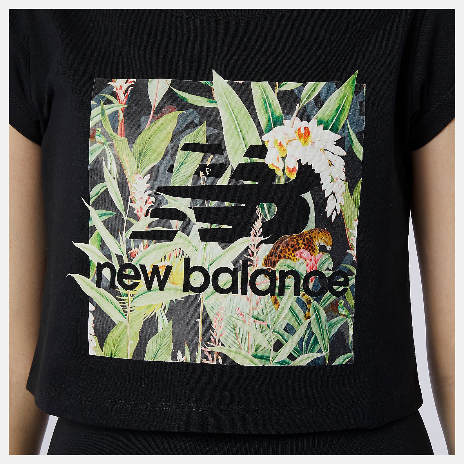 Black NB Essentials Botanical Tee / New Balance Women