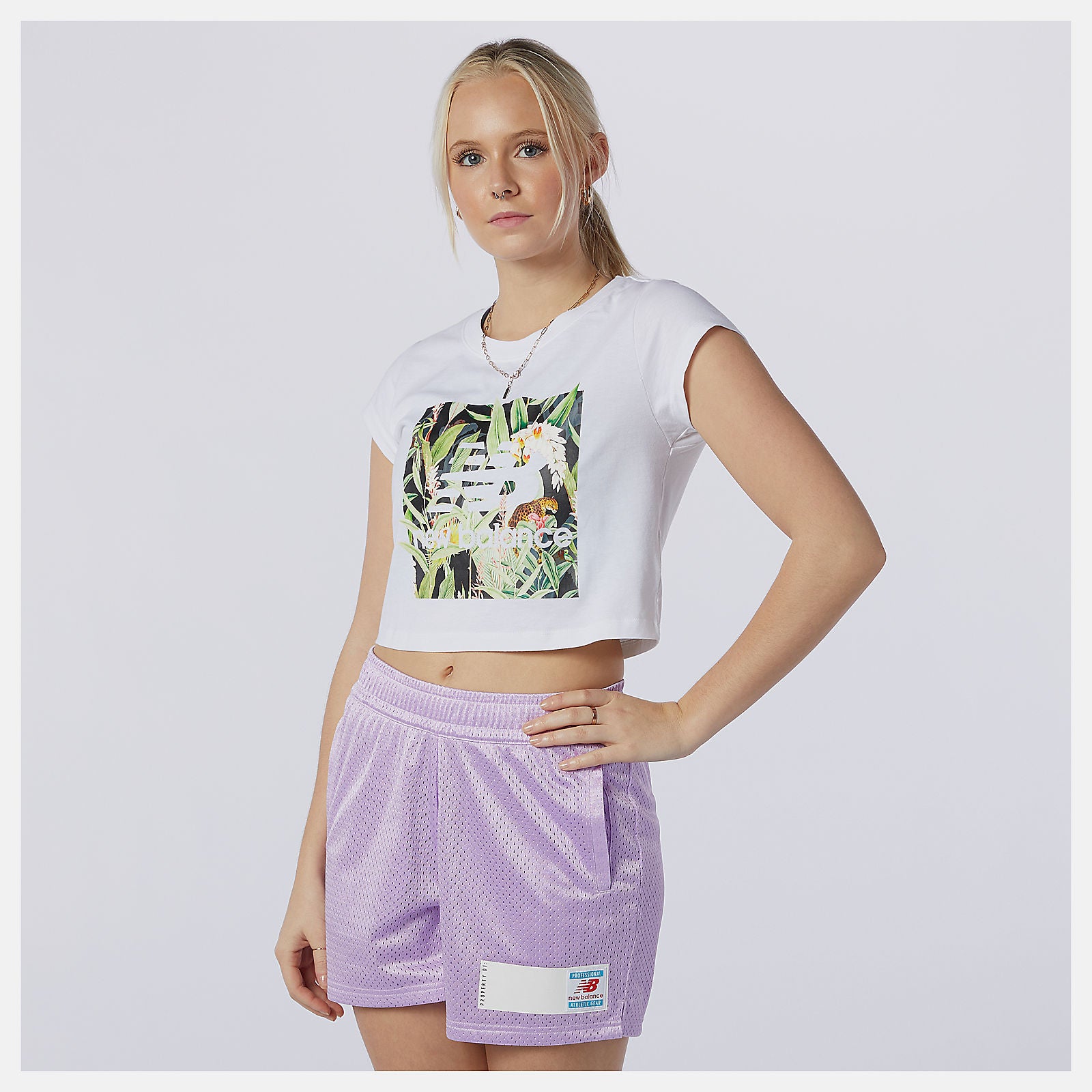 White NB Essentials Botanical Tee / New Balance Women