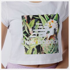 White NB Essentials Botanical Tee / New Balance Women