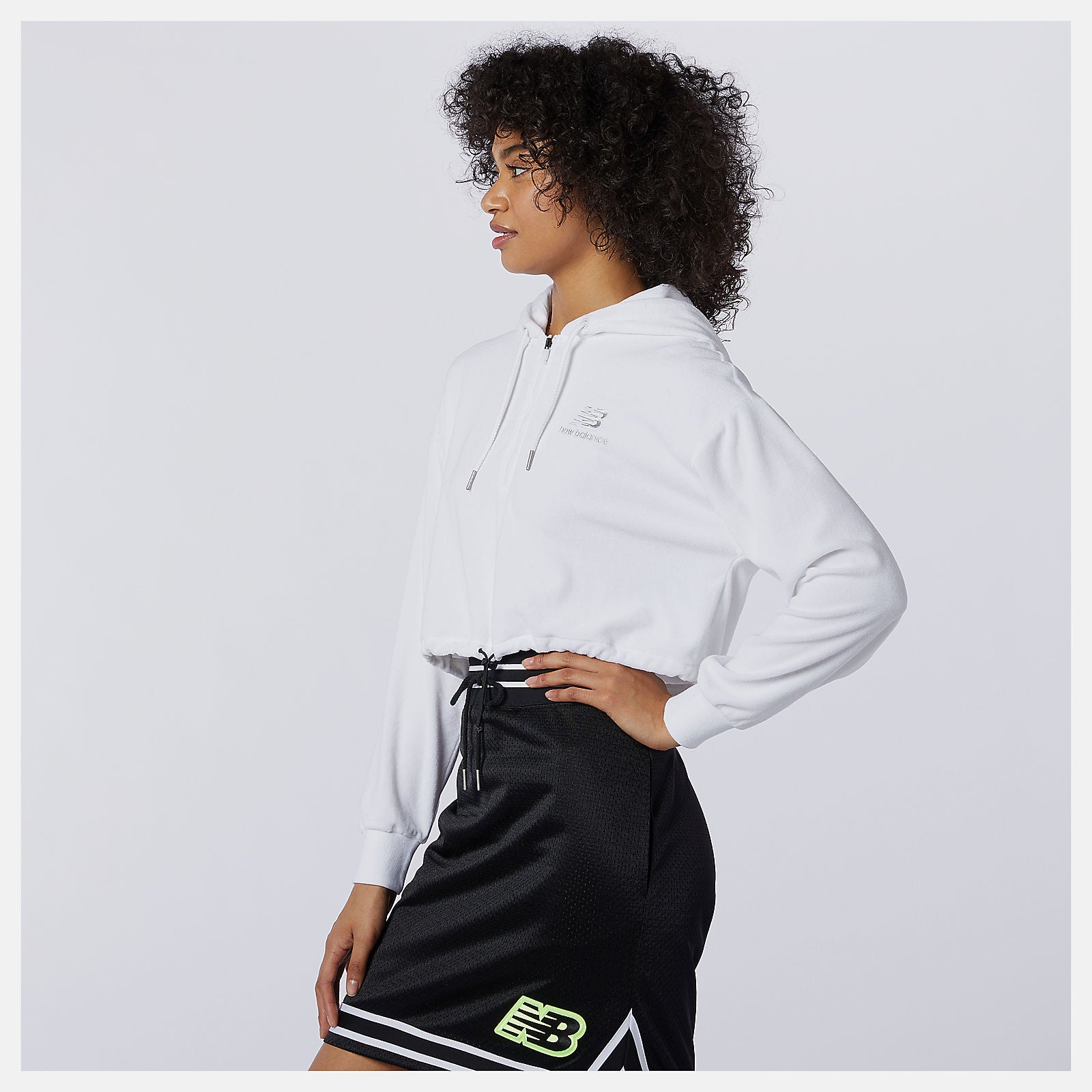 White NB Athletics Collide Terry Hoodie / New Balance Women