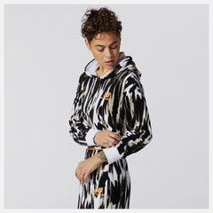 White Print NB Athletics Collide Printed Terry Hoodie / New Balance Women