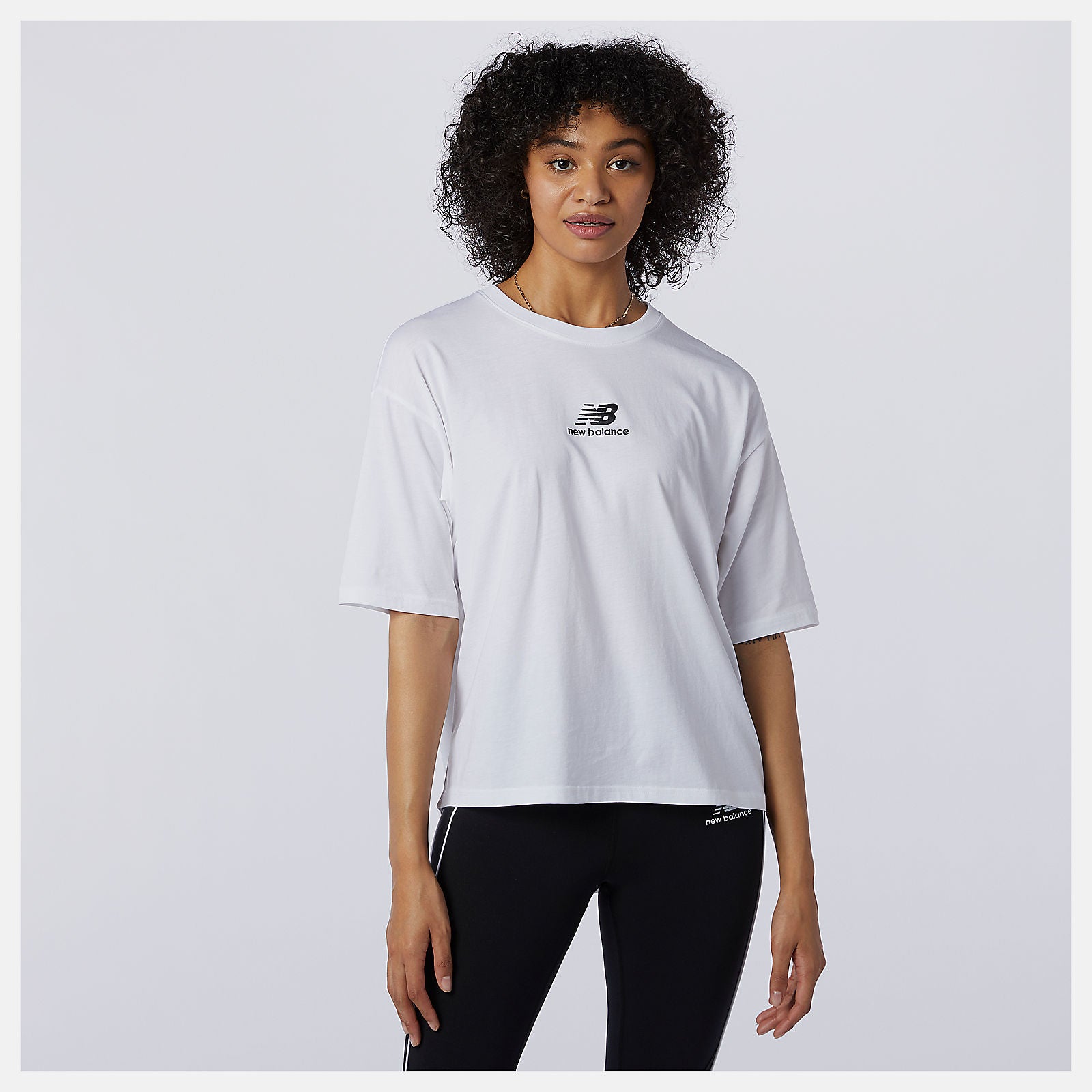 White NB Athletics Collide Short Sleeve Tee / New Balance Women