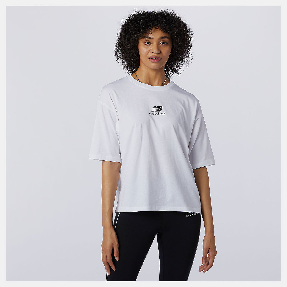 White NB Athletics Collide Short Sleeve Tee / New Balance Women