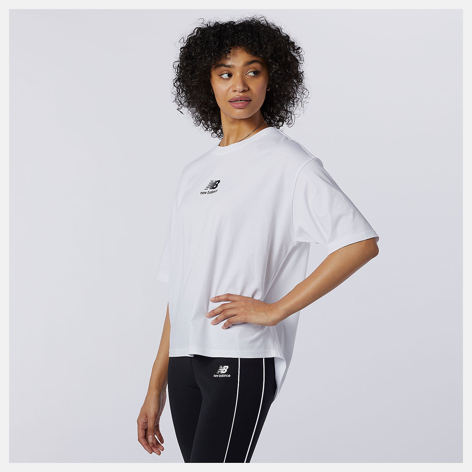 White NB Athletics Collide Short Sleeve Tee / New Balance Women