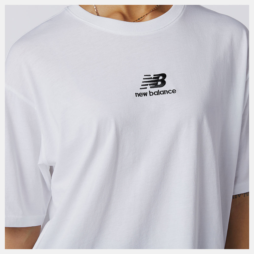 White NB Athletics Collide Short Sleeve Tee / New Balance Women