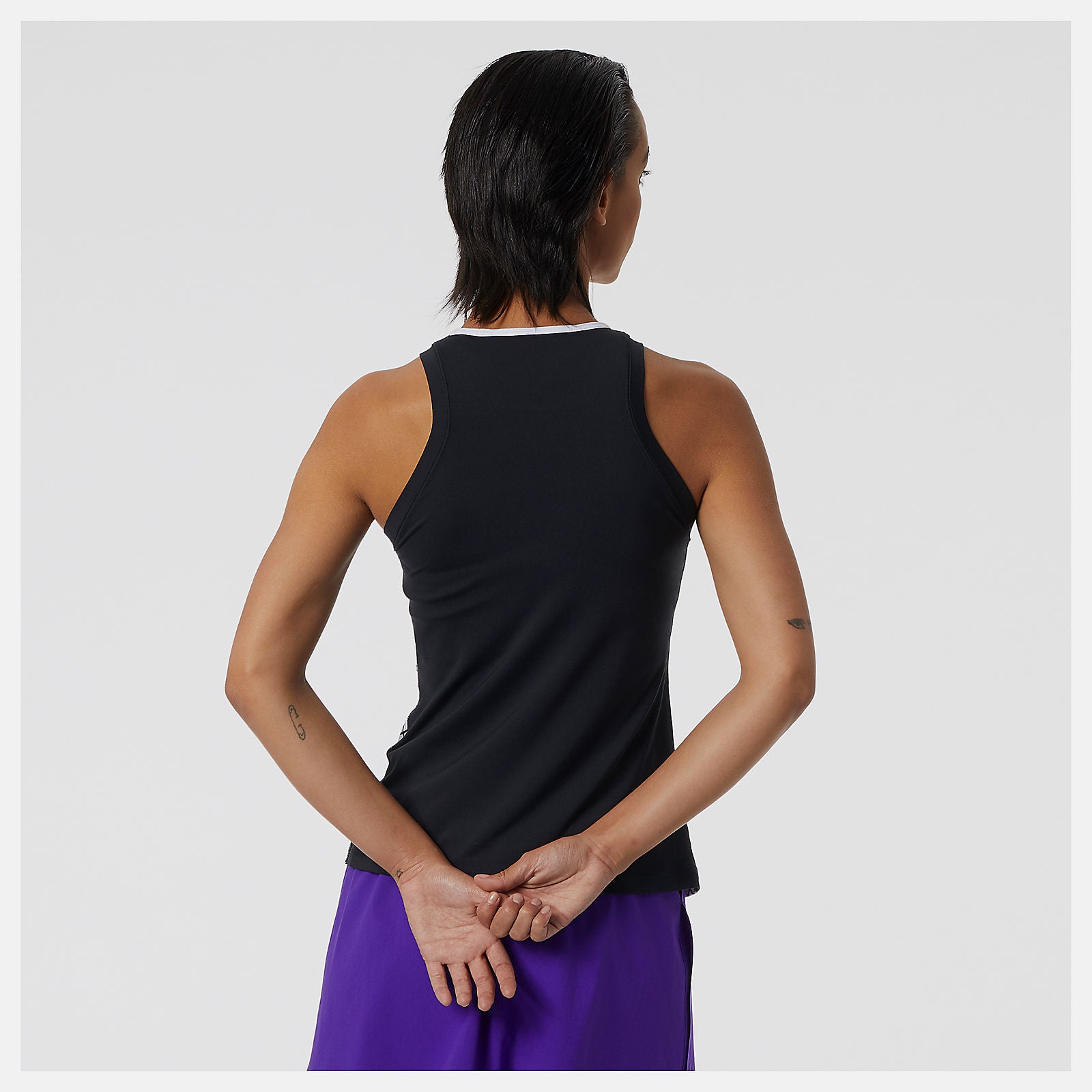 White Printed Tournament Tank / New Balance Women