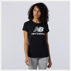 Black Essentials Stacked Logo Tee / New Balance Women