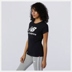Black Essentials Stacked Logo Tee / New Balance Women