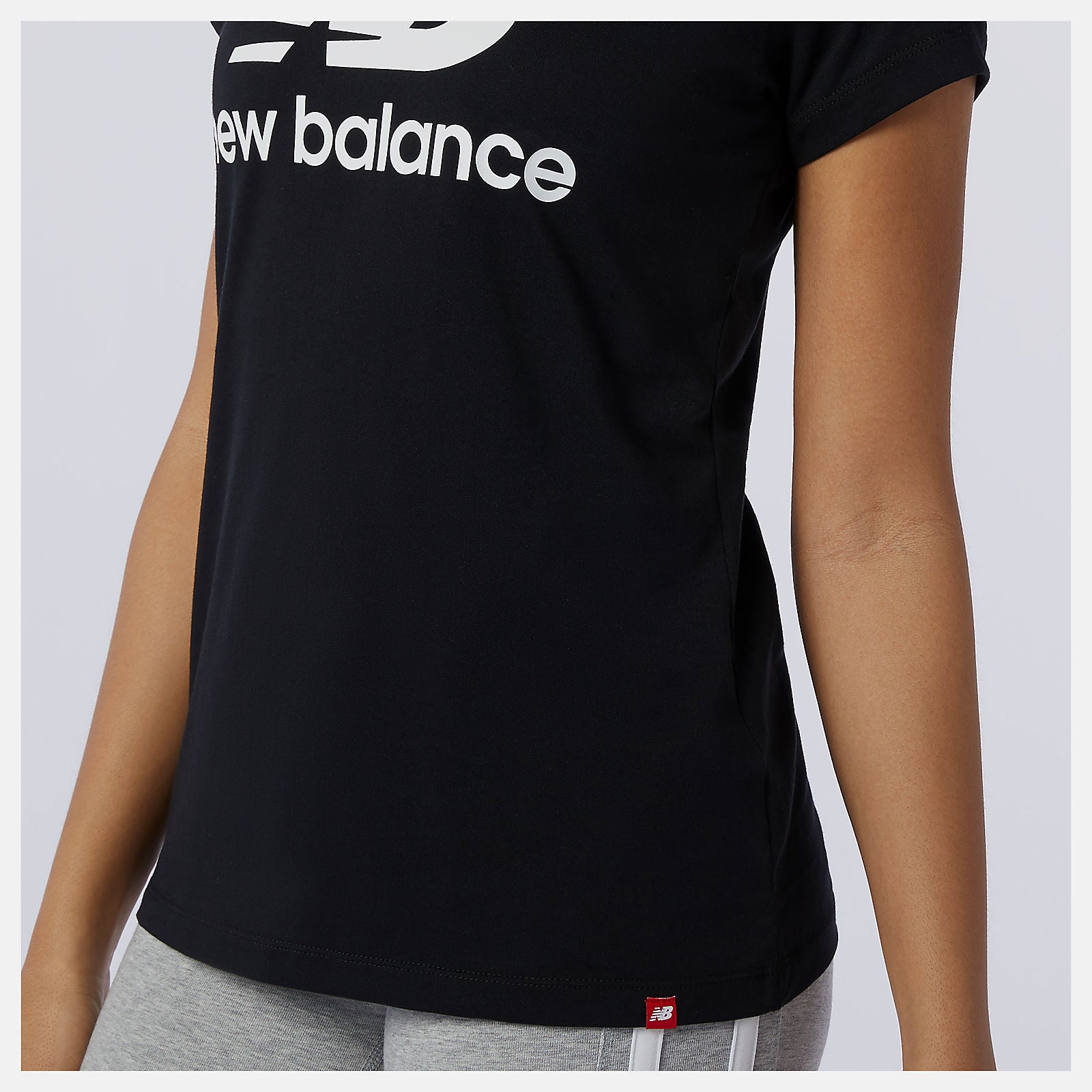 Black Essentials Stacked Logo Tee / New Balance Women