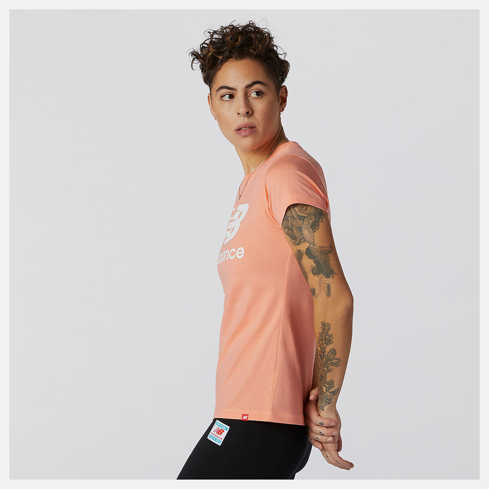 Paradise Pink Essentials Stacked Logo Tee / New Balance Women
