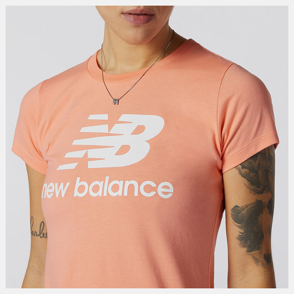 Paradise Pink Essentials Stacked Logo Tee / New Balance Women